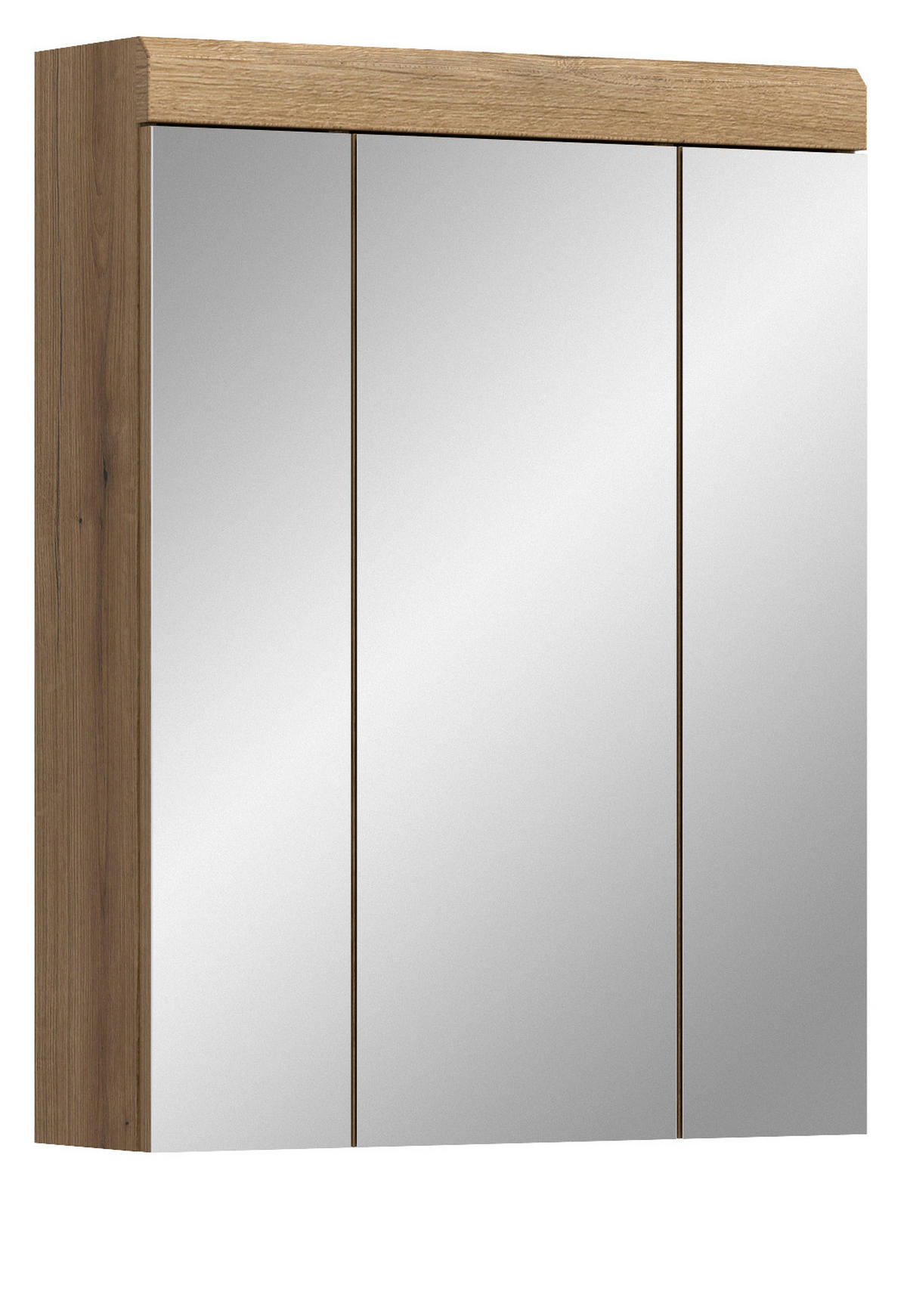 BADEZIMMER Spiegelschrank in Evoke Eiche Badschrank 3-türig 60 x 79 cm Shawn - Eichefarben, Glas/Holzwerkstoff (60/79/18cm) - Inn.Furn