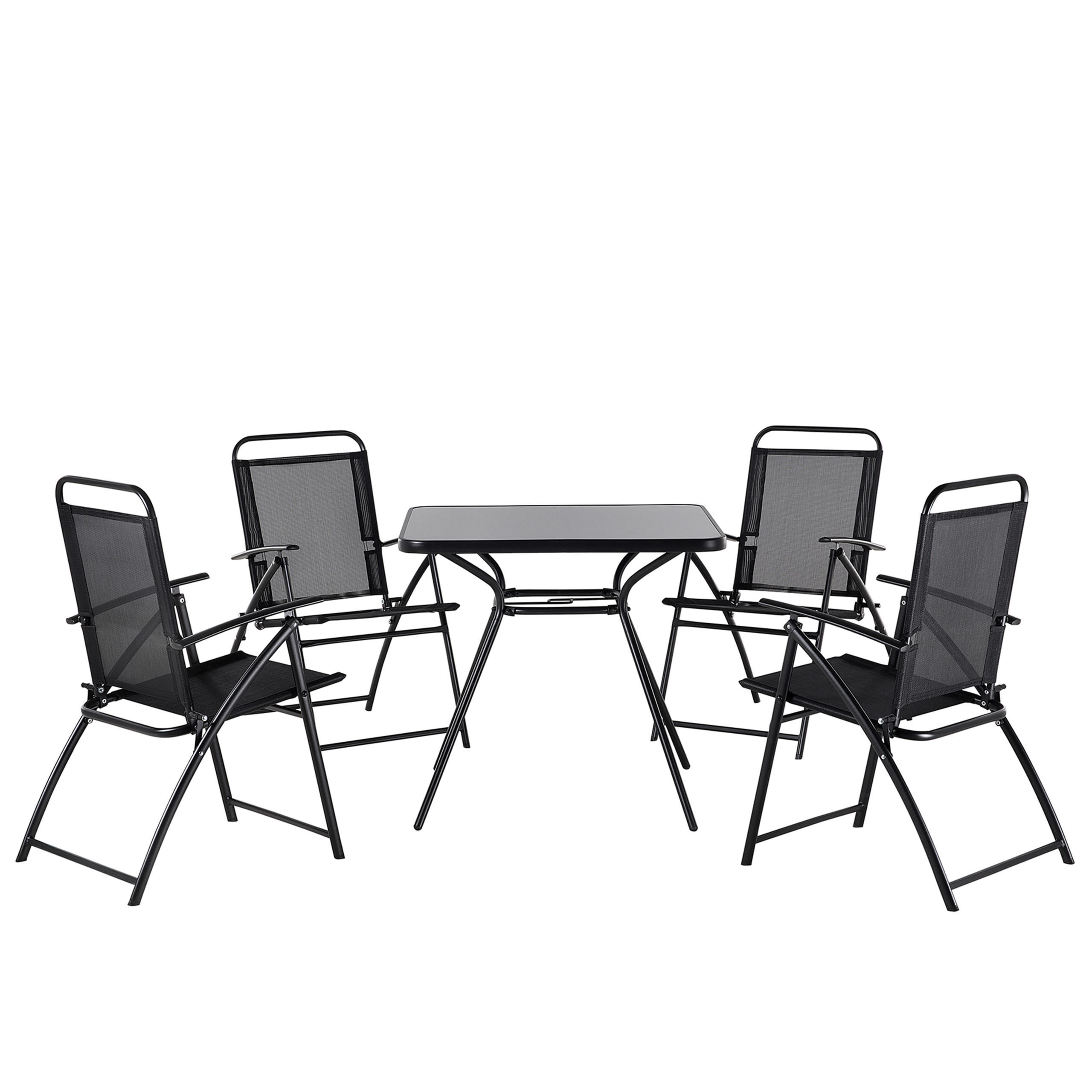 GARTENMÖBEL SET 4-Sitzer Stahl schwarz Livo - Schwarz, Metall - Beliani