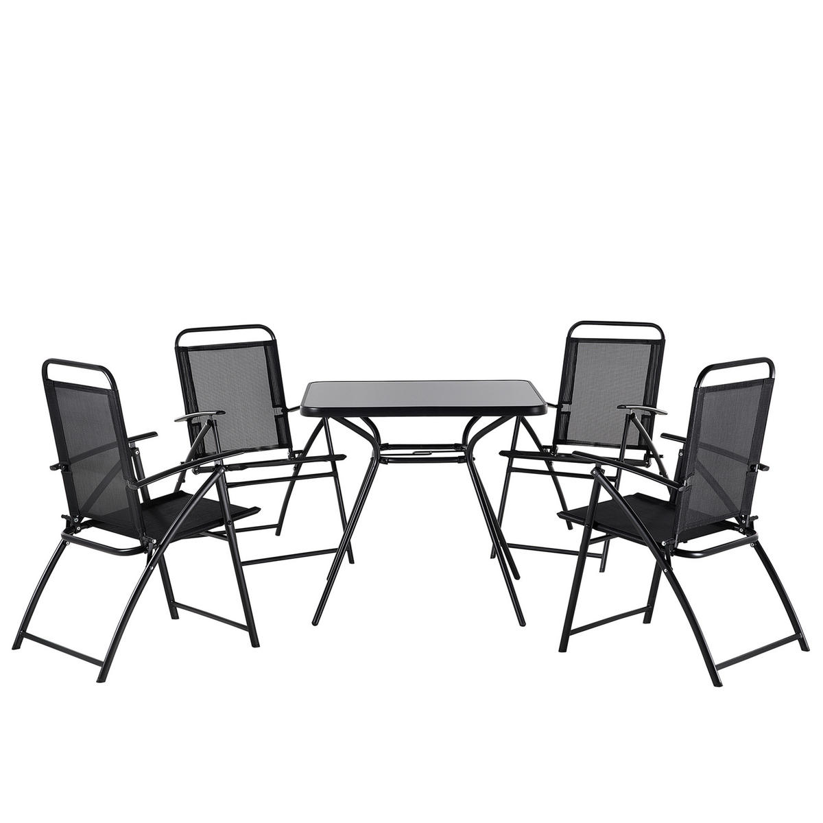 GARTENMÖBEL SET 4-Sitzer Stahl schwarz Livo - Schwarz, Metall - Beliani