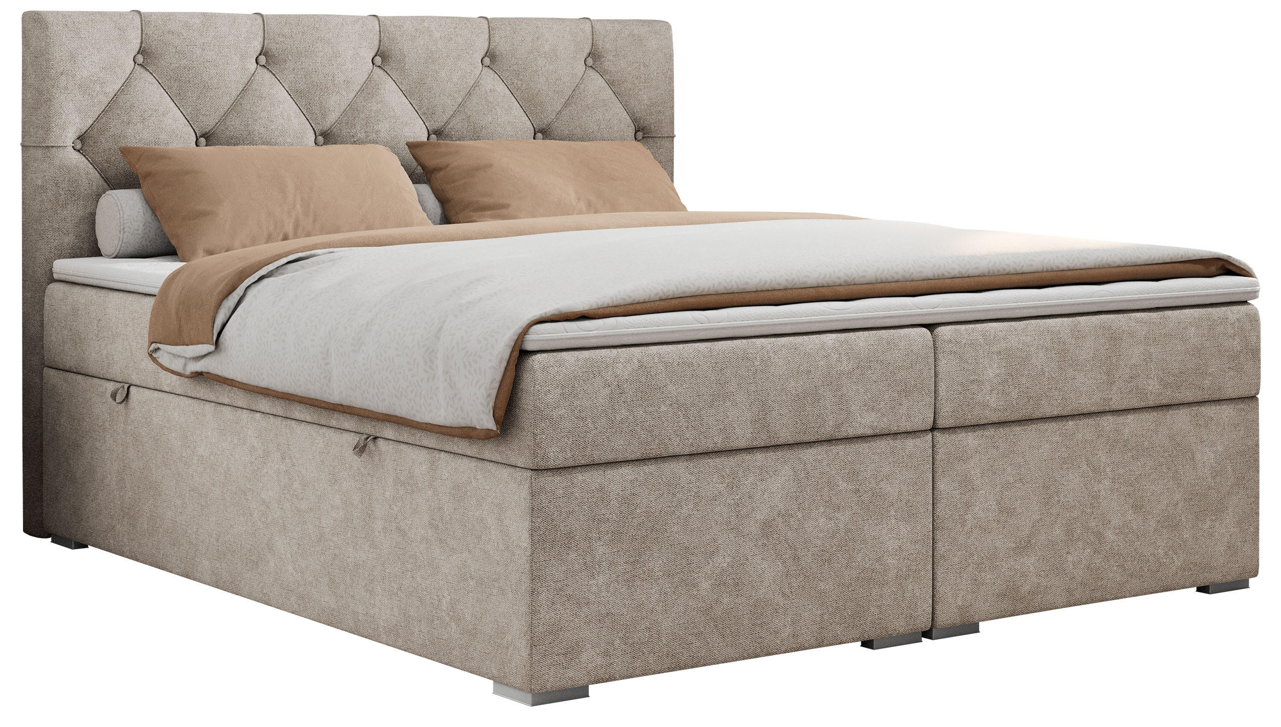 BOXBETT ALDA 180/200 Beige Struktur - H3 - Beige, Holz/Textil (180/200cm) - MKS