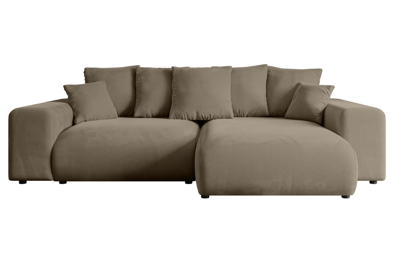 ECKSOFA Ottomane rechts ESKAR-L 266x176x84 Braun Velours - Schwarz/Braun, Holzwerkstoff/Kunststoff (176/266cm) - ALTDECOR