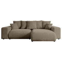 ECKSOFA Ottomane rechts ESKAR-L 266x176x84 Braun Velours - Schwarz/Braun, Holzwerkstoff/Kunststoff (176/266cm) - ALTDECOR