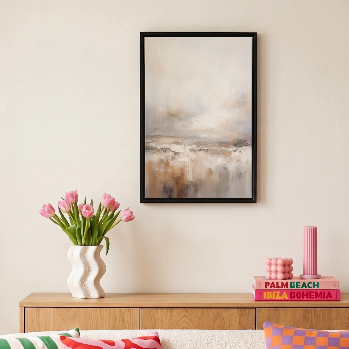 LEINWAND Bilder mit Rahmen - Kunst - Industriell - Grau - Braun - Abstrakt - 20x30 - Sandfarben, Textil (20/30cm) - MuchoWow