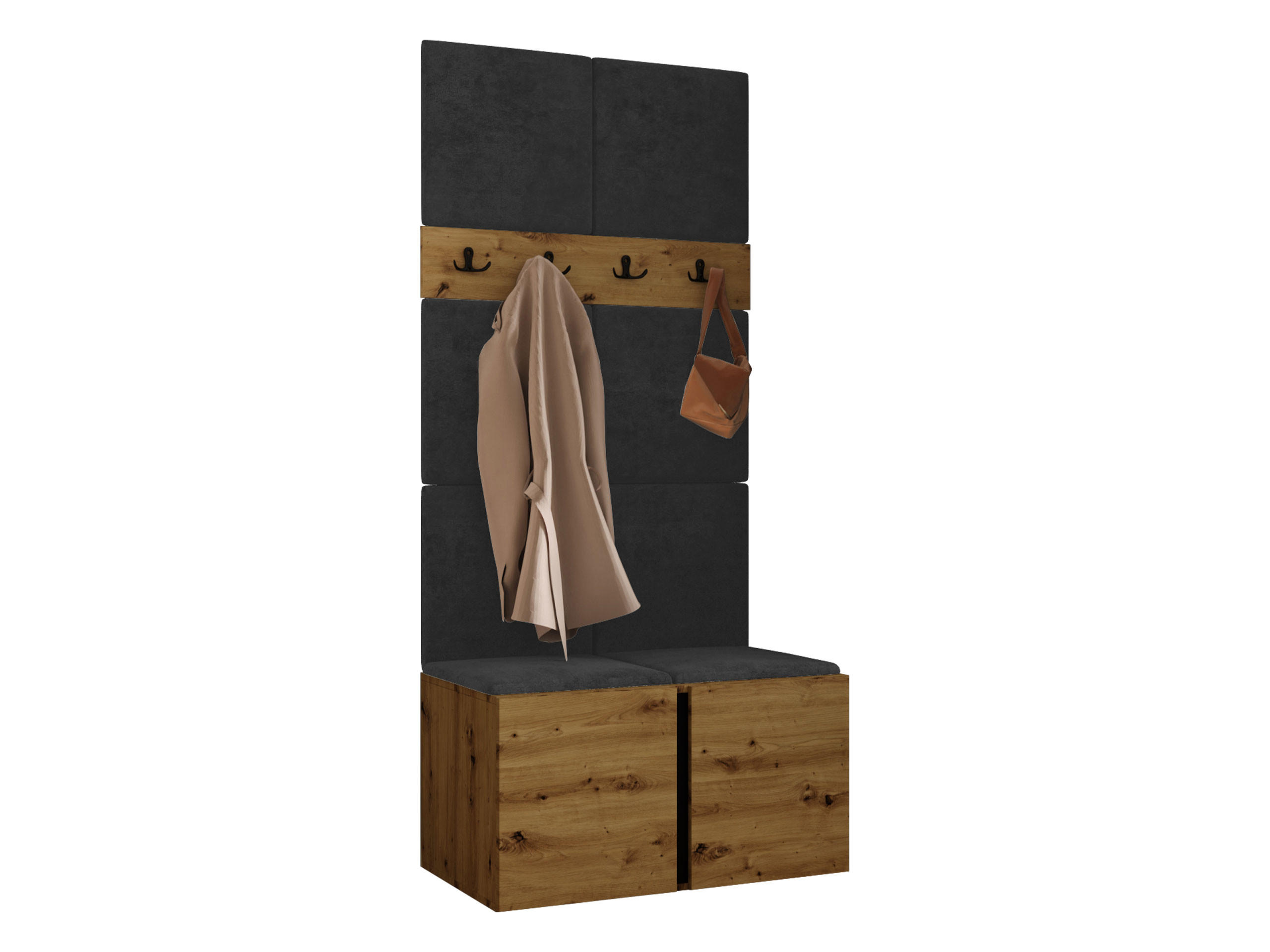 MOBILIER PENTRU HOL Orion IV - stejar Artisan/antracit, material plastic/compozit lemnos (84/186/46cm) - MIRJAN24