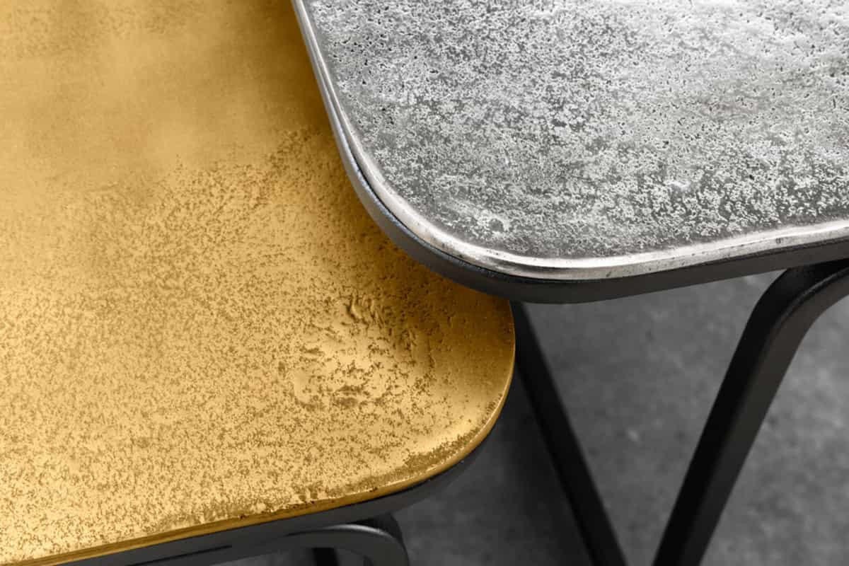 COUCHTISCH 2er Set ABSTRACT quadratisch, Metall, Gold, Silber 61cm - Silberfarben/Goldfarben, Metall (61/61/31cm) - riess-ambiente