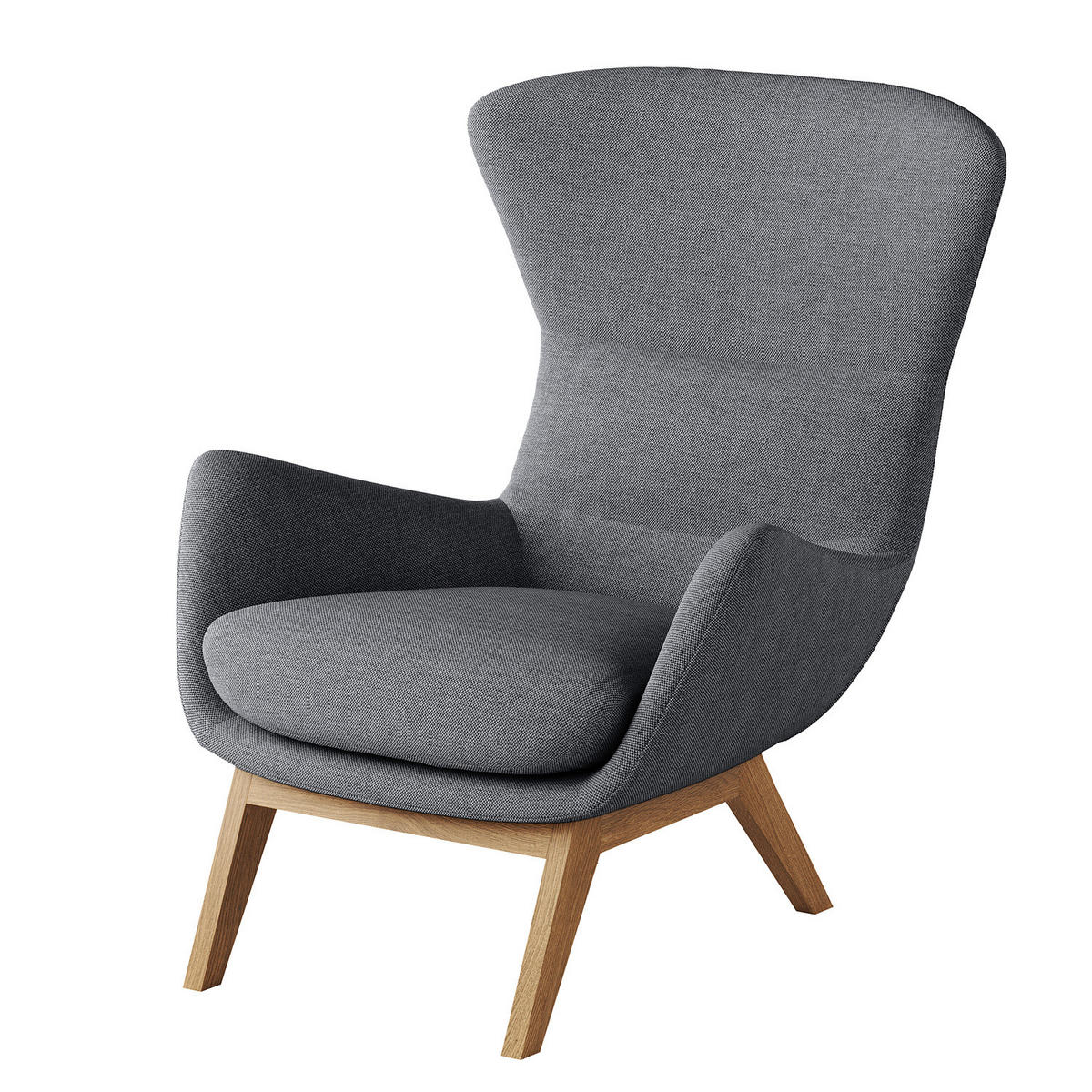 SESSEL mit Holzfüßen - Eichefarben/Grau, Eichenholz/Textil (84/99/96cm) - home24