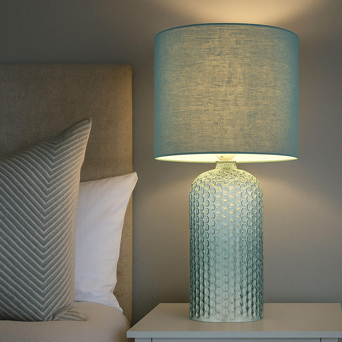 TISCHLEUCHTE Glas Textil Blassgrün - Grün, Glas (26.5/26.5/50cm) - Globo Lighting