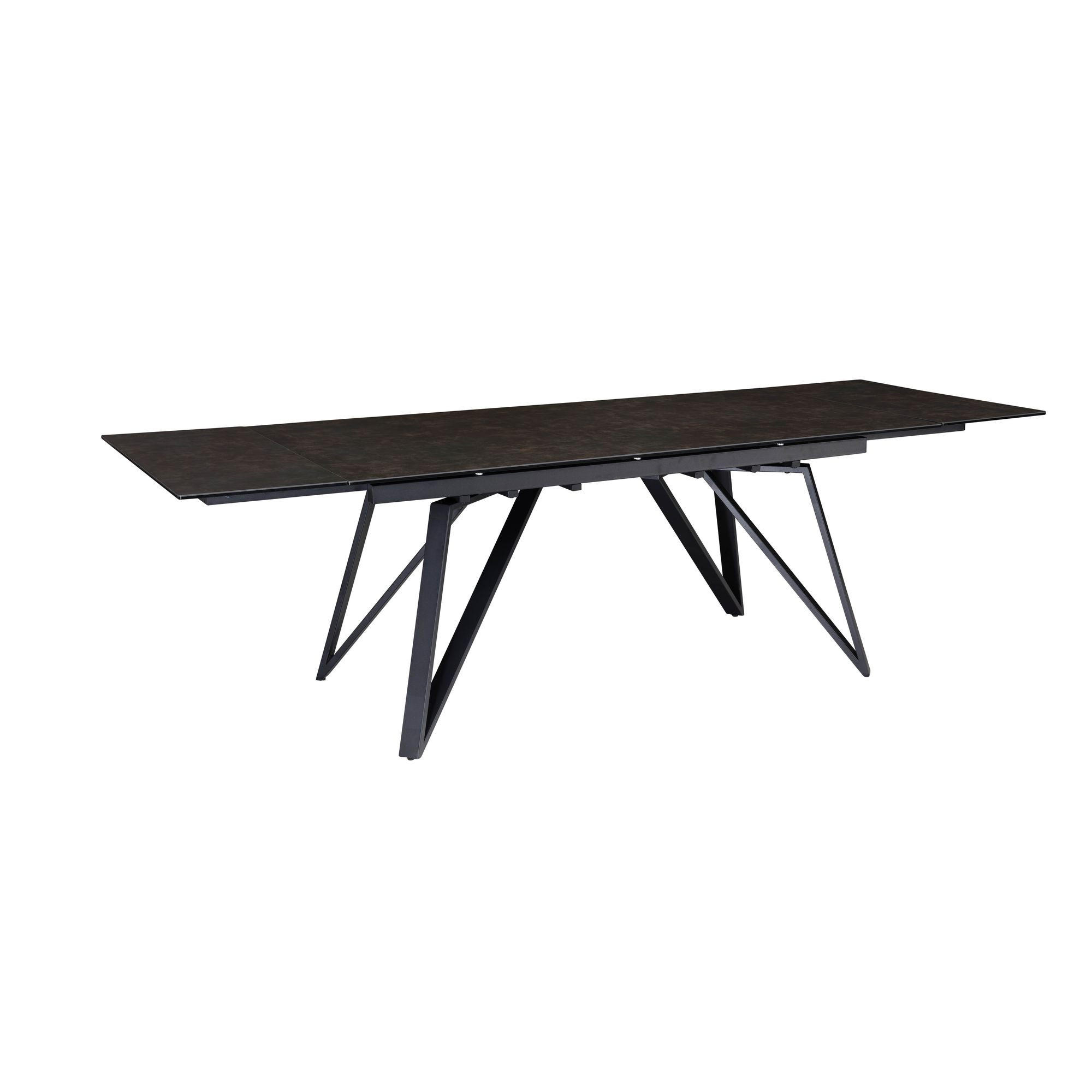ESSTISCH Ausziehbar Keramik Glas Marmoroptik Rechteckig Groß, Schwarz 180x95x76 cm - Schwarz, Keramik/Metall (95/180/76cm) - KADIMA DESIGN