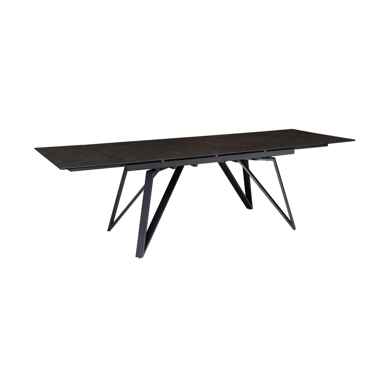 ESSTISCH Ausziehbar Keramik Glas Marmoroptik Rechteckig Groß, Schwarz 180x95x76 cm - Schwarz, Keramik/Metall (95/180/76cm) - KADIMA DESIGN