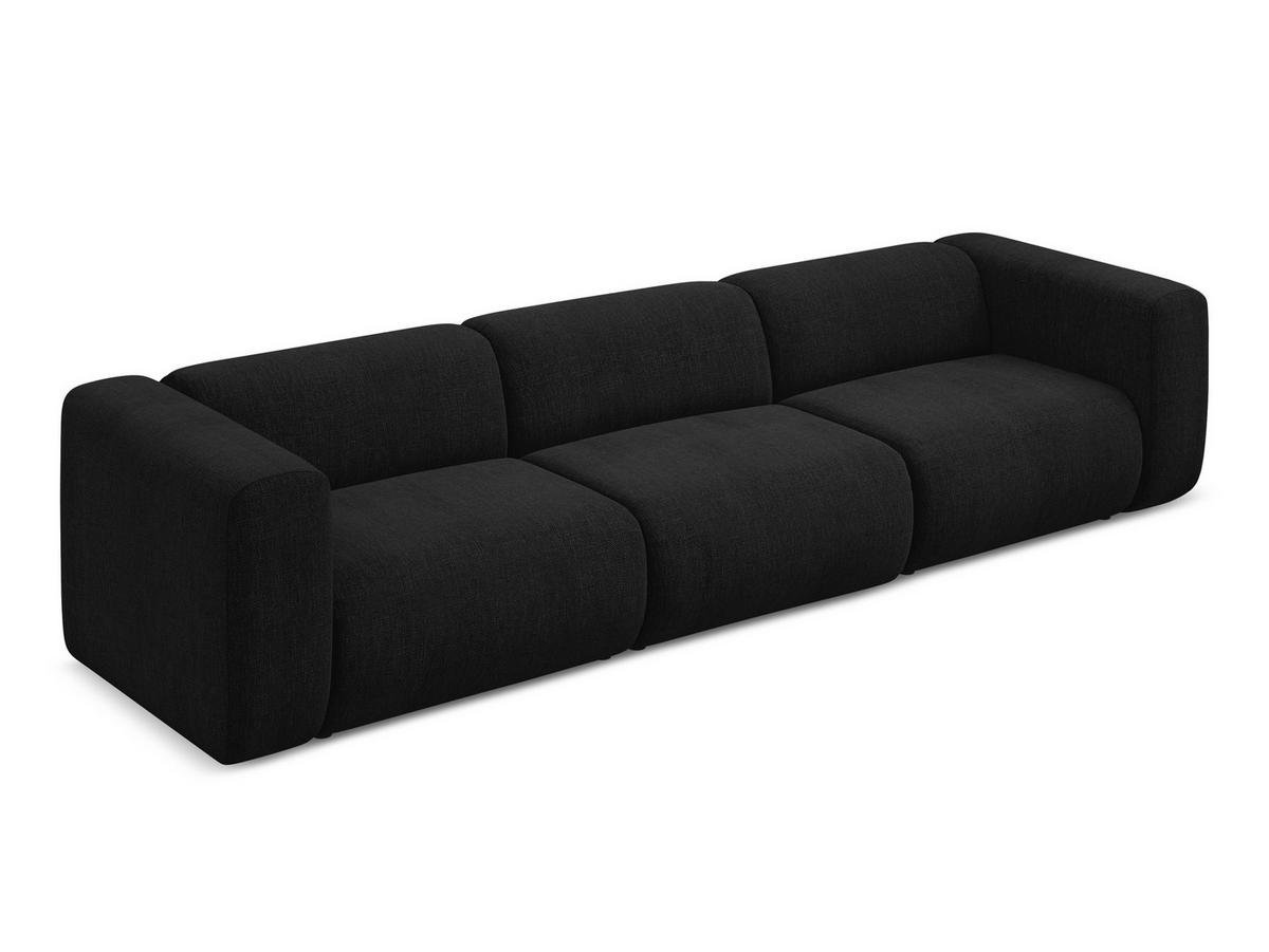 4-SITZER-SOFA Chenille Stoff Schwarz - Schwarz, Kunststoff/Textil (319/70/89cm) - Makamii