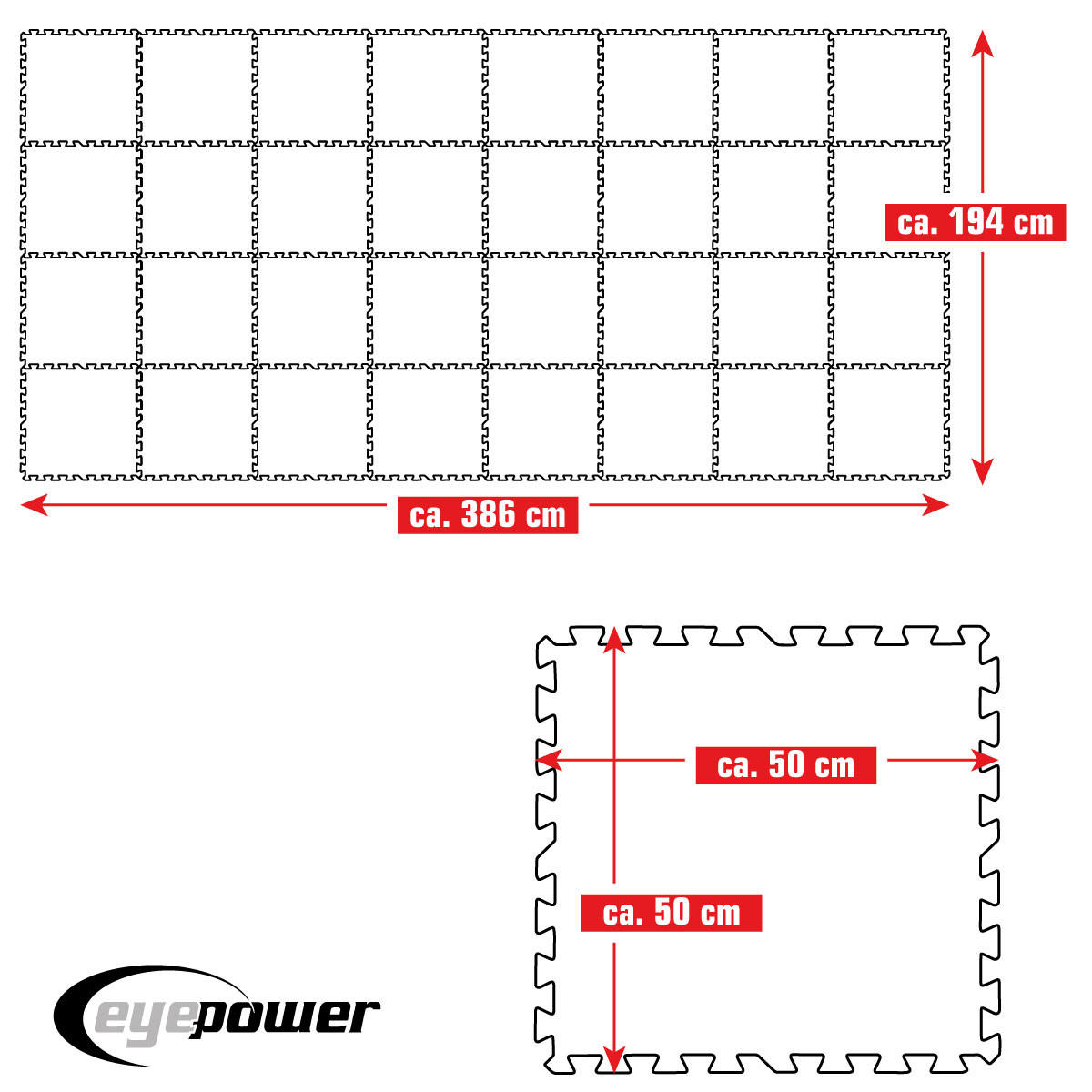 POOLMATTEN 7,5m² 32 EVA Matten 50 cm Blau - Blau, Kunststoff (50/50cm) - eyepower