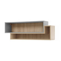 KINDER-WANDREGAL OLAF 07 115/25/40 in Platin Grau / Biskuit Eiche - Eichefarben/Grau, Holzwerkstoff (115/40/25cm) - Deine Möbel 24