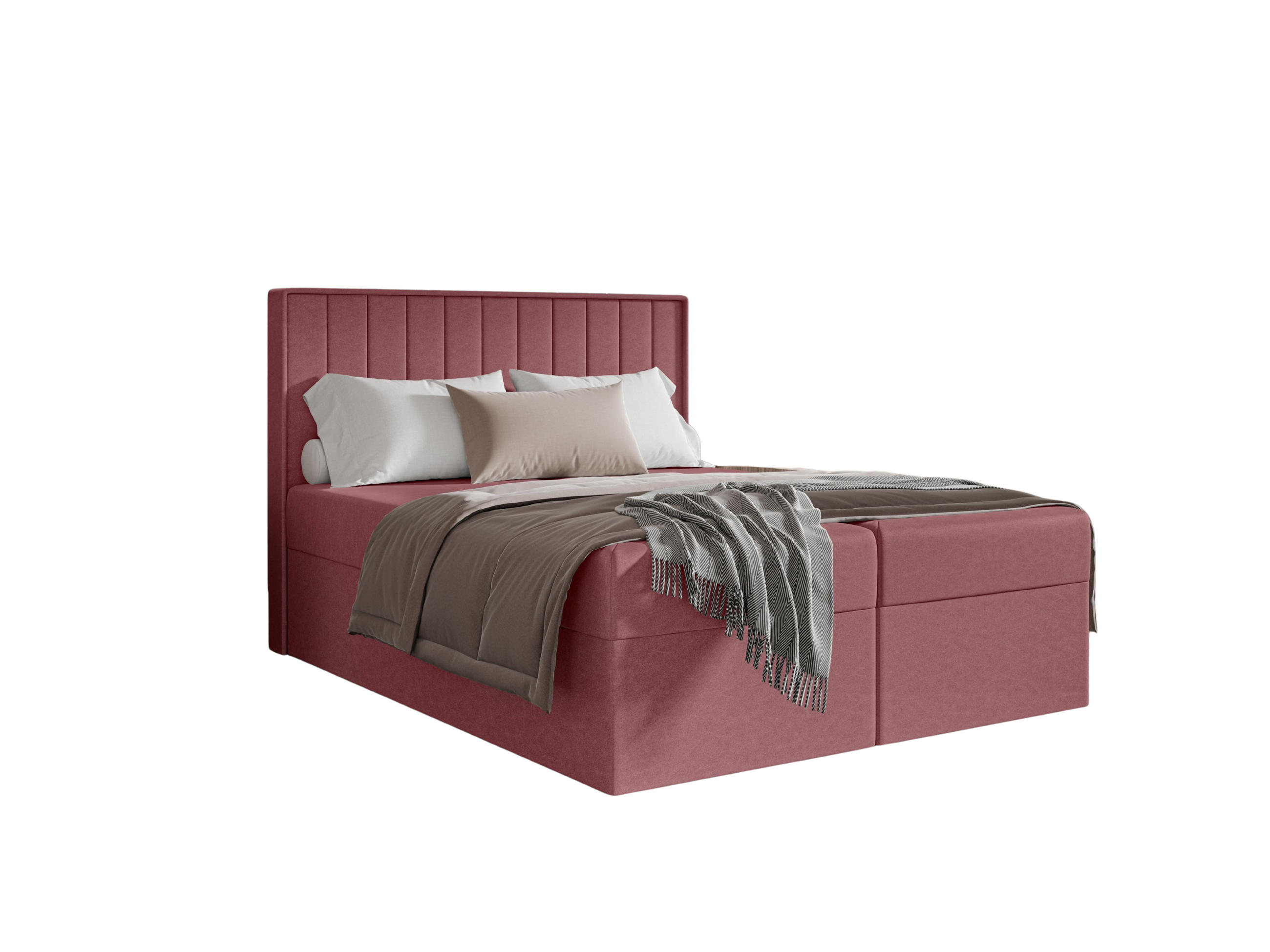 BOXBETT - Taschenmatratze + Topper 180x200 puderrosa Chenille - Hellrosa, Holz/Holzwerkstoff (180/200cm) - SIMKAM Furniture
