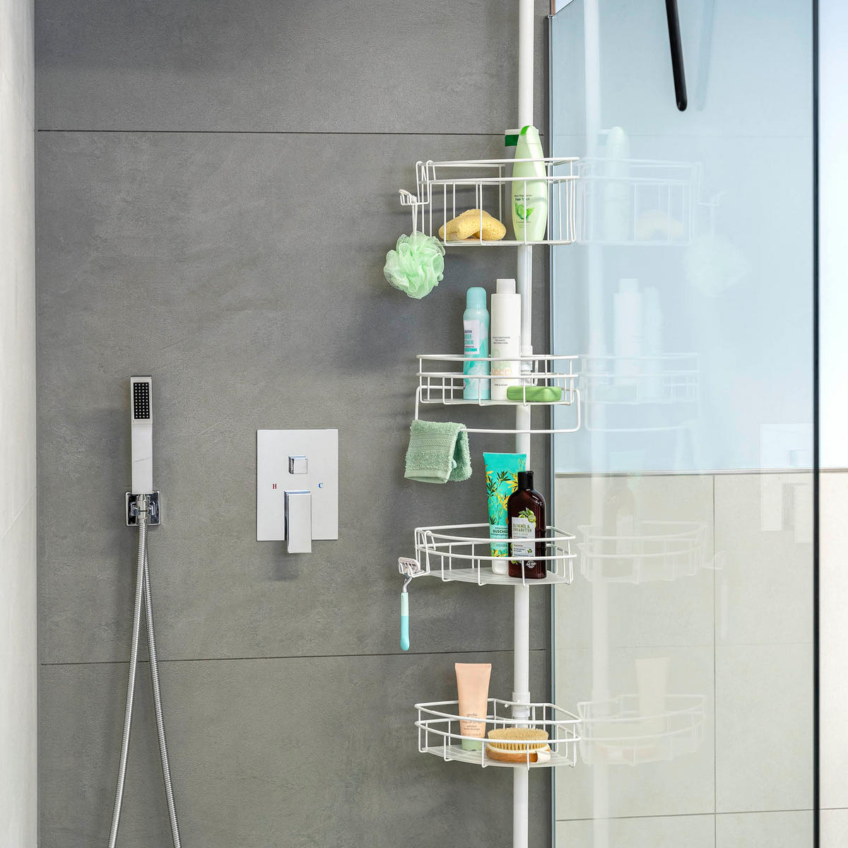 TELESKOP-ECKREGAL, weiß - Weiß, Metall (22.5/290/22.5cm) - bremermann