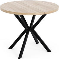 ESSTISCH Valeo runder ausziehbarer, Sonoma Eiche 100-180/100/76 cm - Schwarz/Sonoma Eiche, Holzwerkstoff/Metall (100/100/76cm) - WFL GROUP
