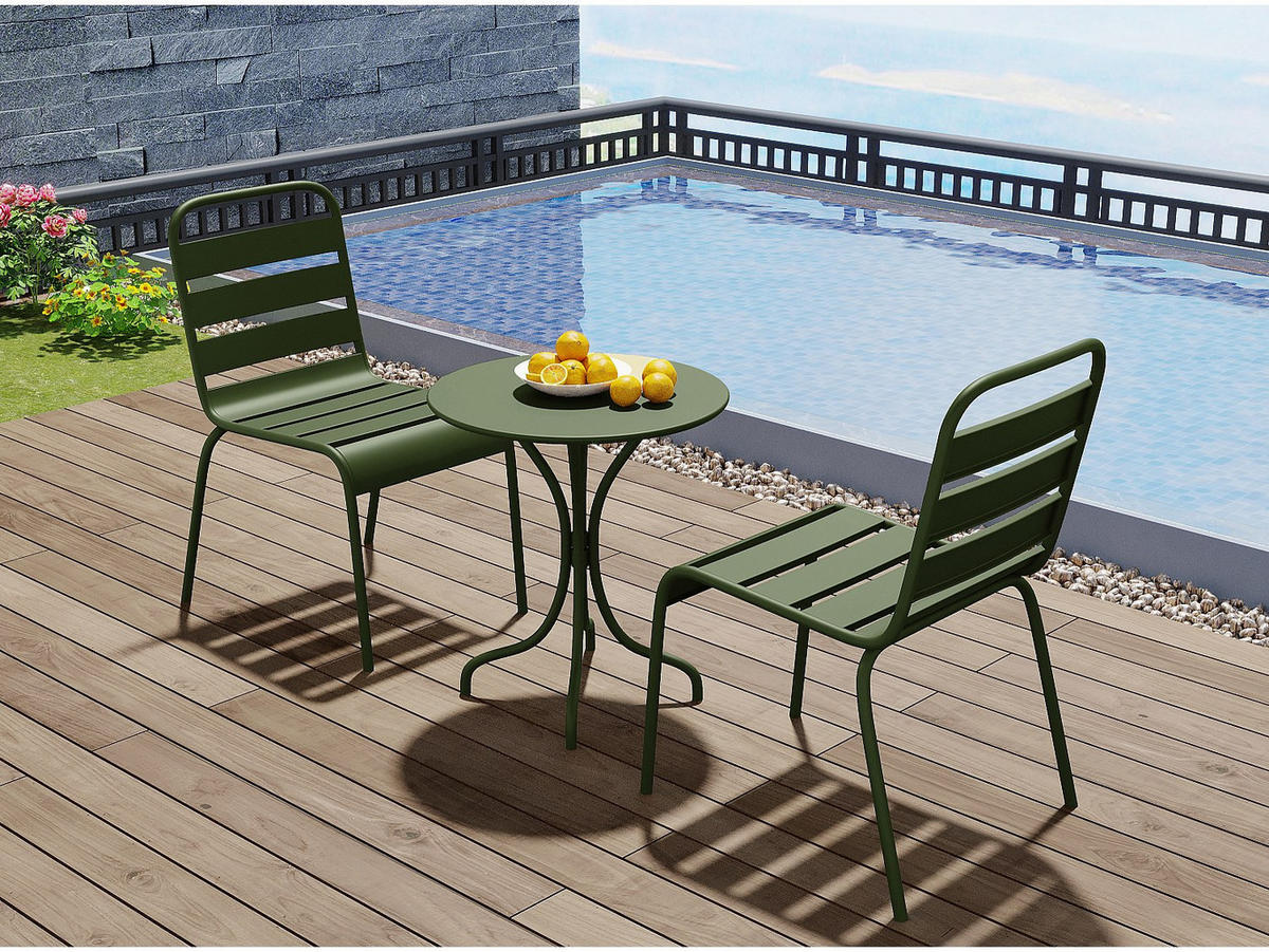 GARTENSTUHL - 47.5cm x 59cm - Stahl - khaki - MIRMANDE - Grün, Metall (47.5/79/59cm) - Vente-Unique