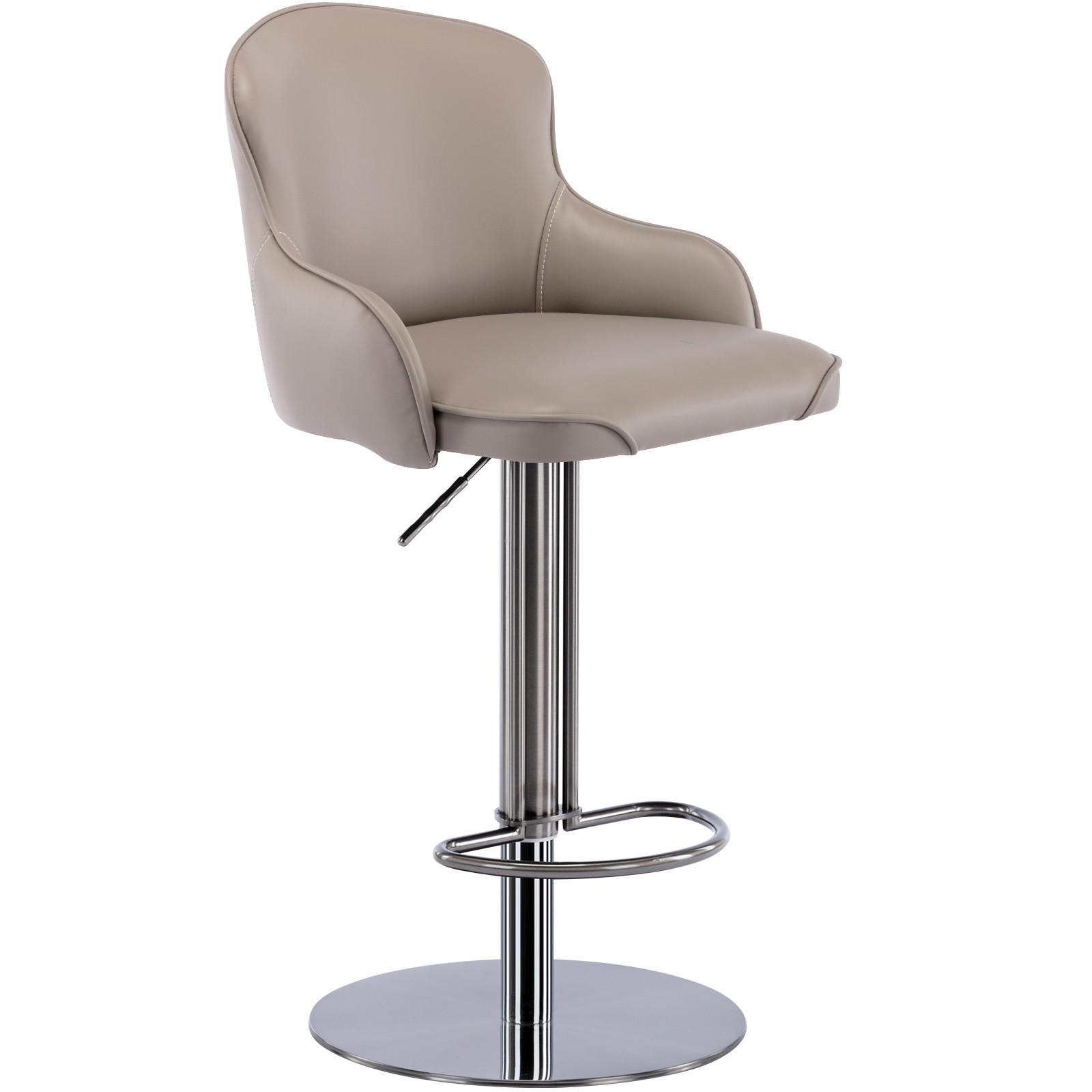 BARHOCKER 1er-Set Grau mit Rückenlehne, Drehbar 360° und Höhenverstellbar - Grau, Metall (52.5/116/52.5cm) - PANGIVO