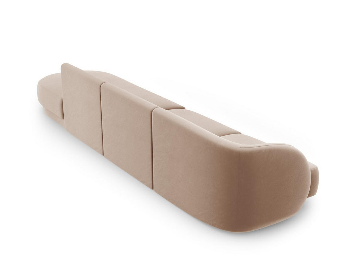 RECHTES-SOFA Miley aus Samt cappuccino 4 Sitzplätze - Cappuccino, Textil (90/70/323cm) - Micadoni