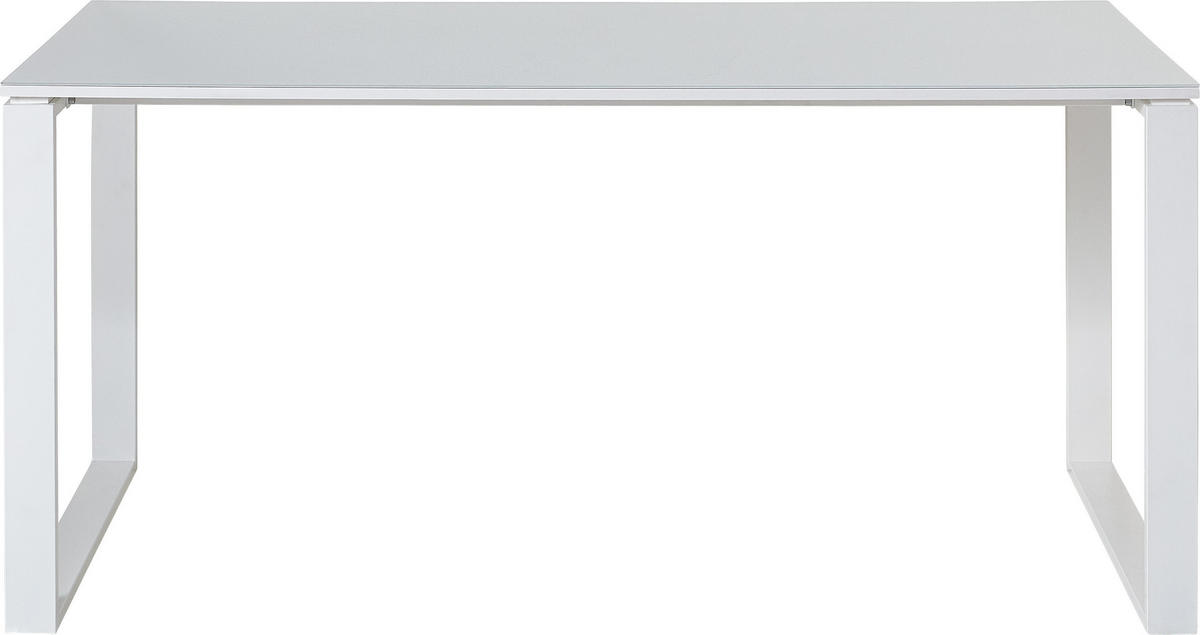 SCHREIBTISCH "Muenchen" Glasplatte & Kufengestell, 160x80 cm Weiß - Weiß, Holzwerkstoff/Metall (80/160/75cm) - KADIMA DESIGN