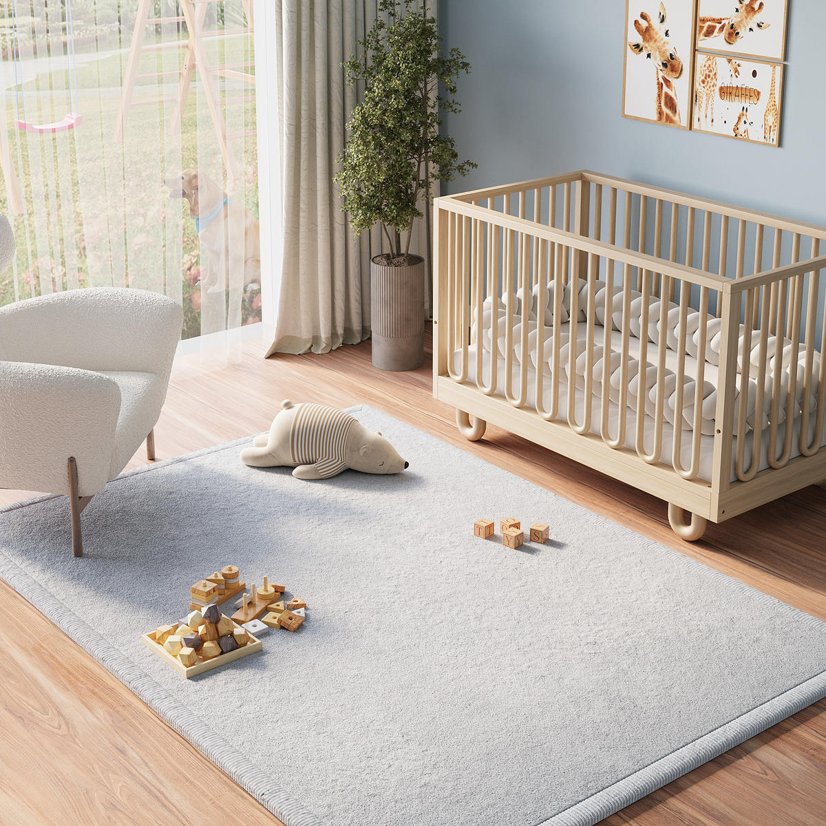 KINDERTEPPICH FLUFFIN hellgrau kuschelig waschbar 150/200 cm - Hellgrau, Textil (150/200cm) - Tapiso