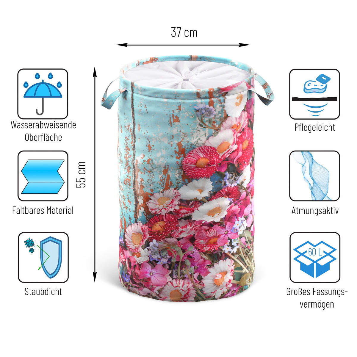 WÄSCHEKORB Spring - Pink, Textil (37/55/55cm) - Sanilo