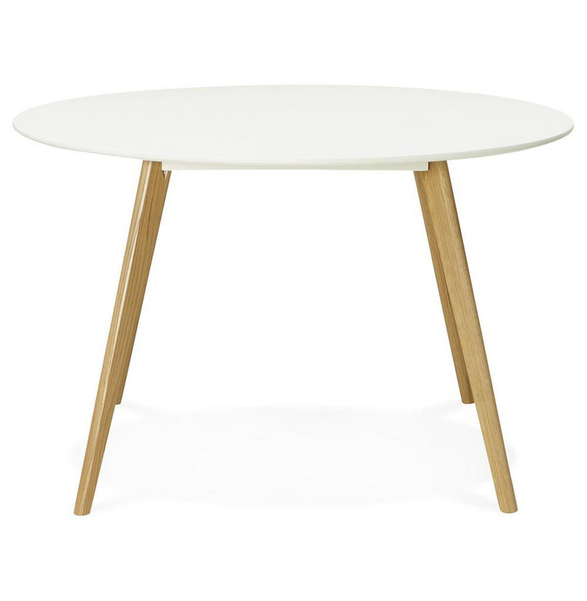 ESSTISCH Rund Holz Skandi-Stil JAXENA, Weiß 120x120x75 cm - Beige/Weiß, Eichenholz/Holz (120/120/75cm) - KADIMA DESIGN