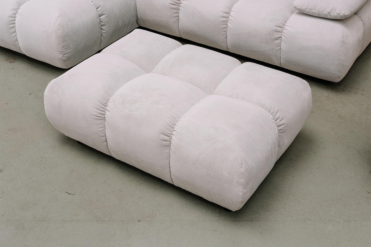 ECKSOFA VIVIEN Silber Cord - Silberfarben/Schwarz, Kunststoff/Textil (290/178cm) - KAWOLA