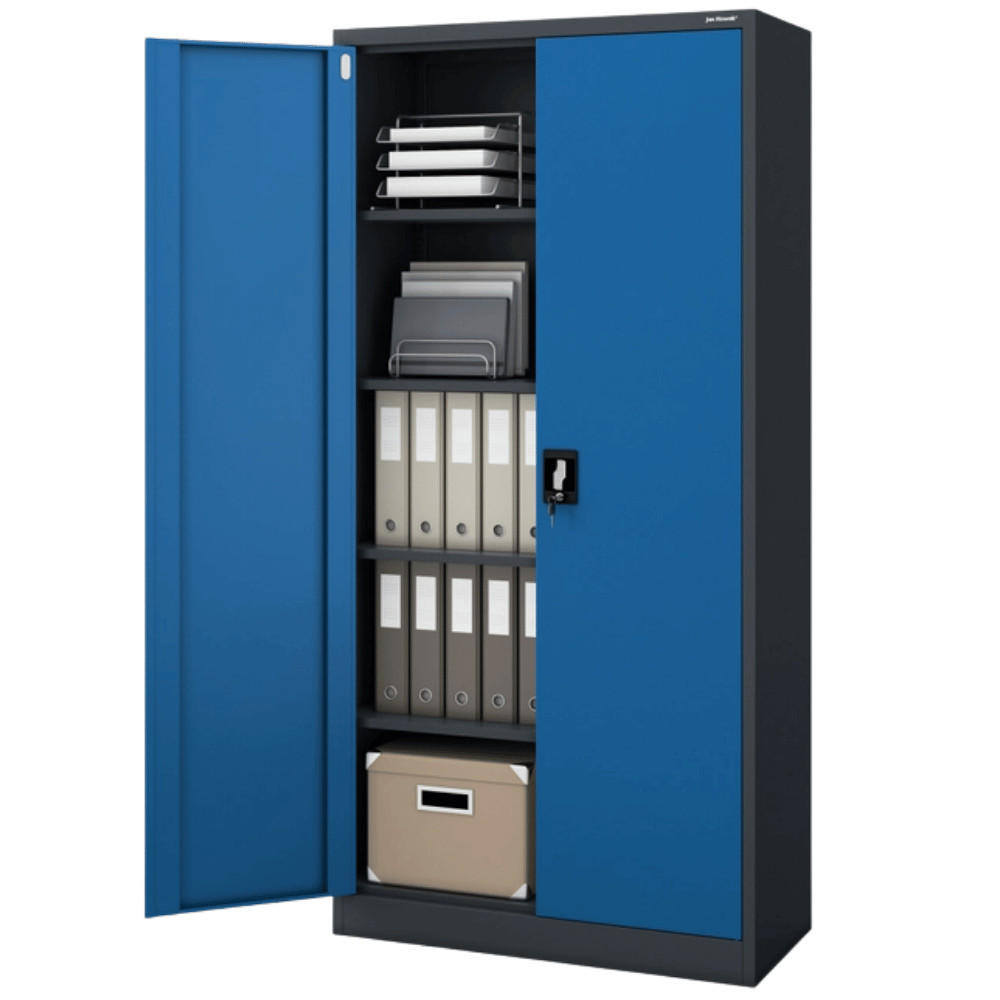 AKTENSCHRANK abschließbar KADO mit Flügeltüren 185x90x40cm Anthrazit-Blau - Anthrazit, Metall (90/185/40cm) - DELUKE