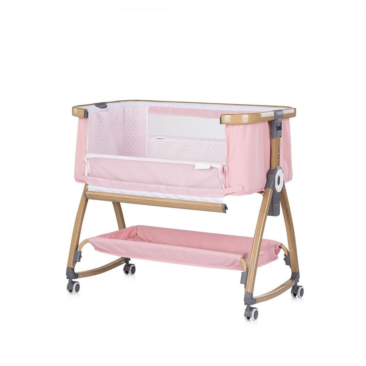 BEISTELLBETT Charisma rosa 84 x 49 cm, Wiegenfunktion, höhenverstellbar, Anti-Reflux, Moskitonetz - Rosa, Metall (49/84cm) - Chipolino