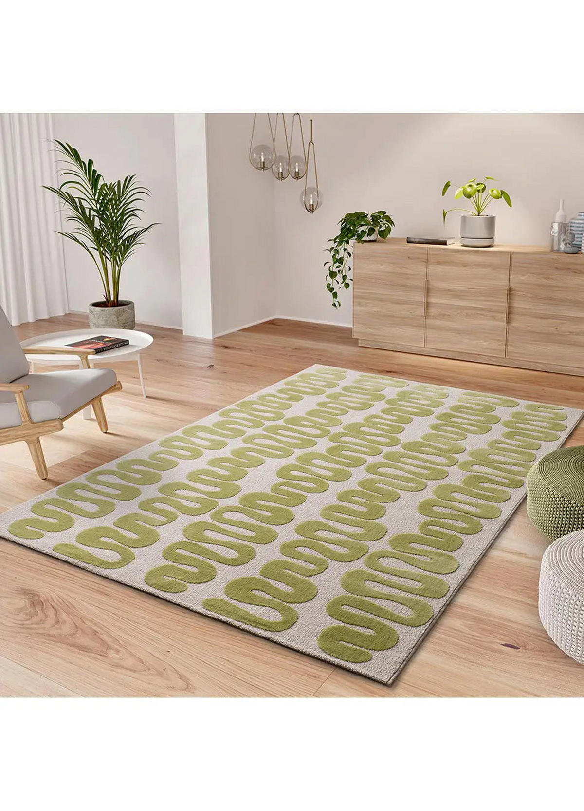 KURZFLORTEPPICH Grün Flashy 160/230 cm - Weiß/Grün, Naturmaterialien/Textil (160/230cm) - Atticgo