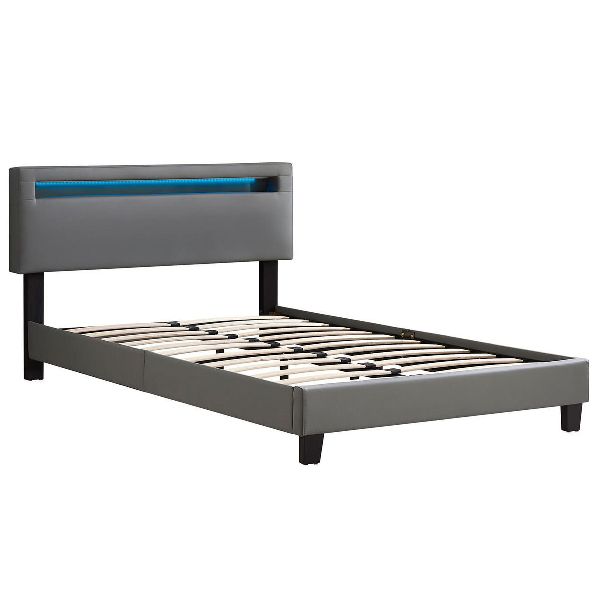 POLSTERBETT MIT LED CARIBO 120X200 CM - Grau, Textil (120/200cm) - CARO-Möbel