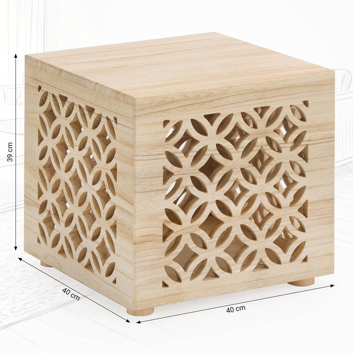 HOCKER Holz Beistelltisch - Braun, Holz (40/40/38cm) - Homestyle4u