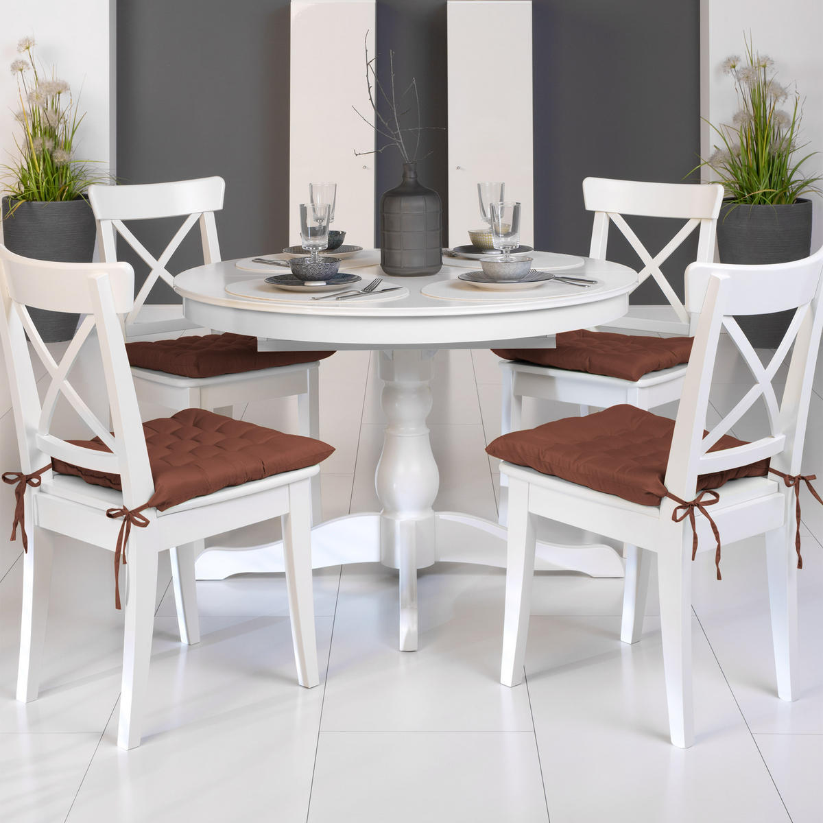 STUHLKISSEN Lea 40/40/5 cm Braun 4tlg - Braun, Textil (40/40cm) - Beautissu 