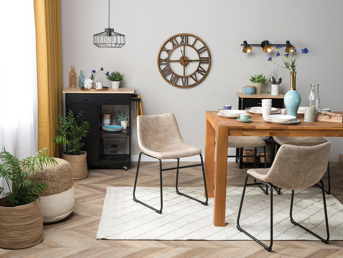 ESSZIMMERSTUHL 2er-Set Polsterbezug Beige Batavia - Beige, Textil/Metall (45/74/44cm) - Beliani