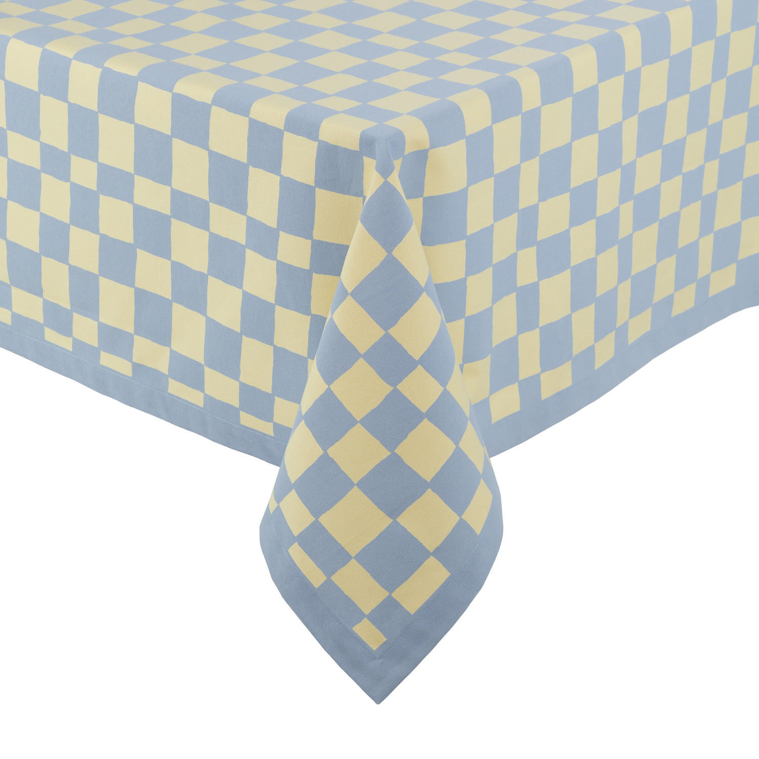 TISCHDECKE Checker Style - 100% Baumwolle Hellblau/Gelb 250x160 cm - Hellblau, Textil (250/160cm) - Butlers