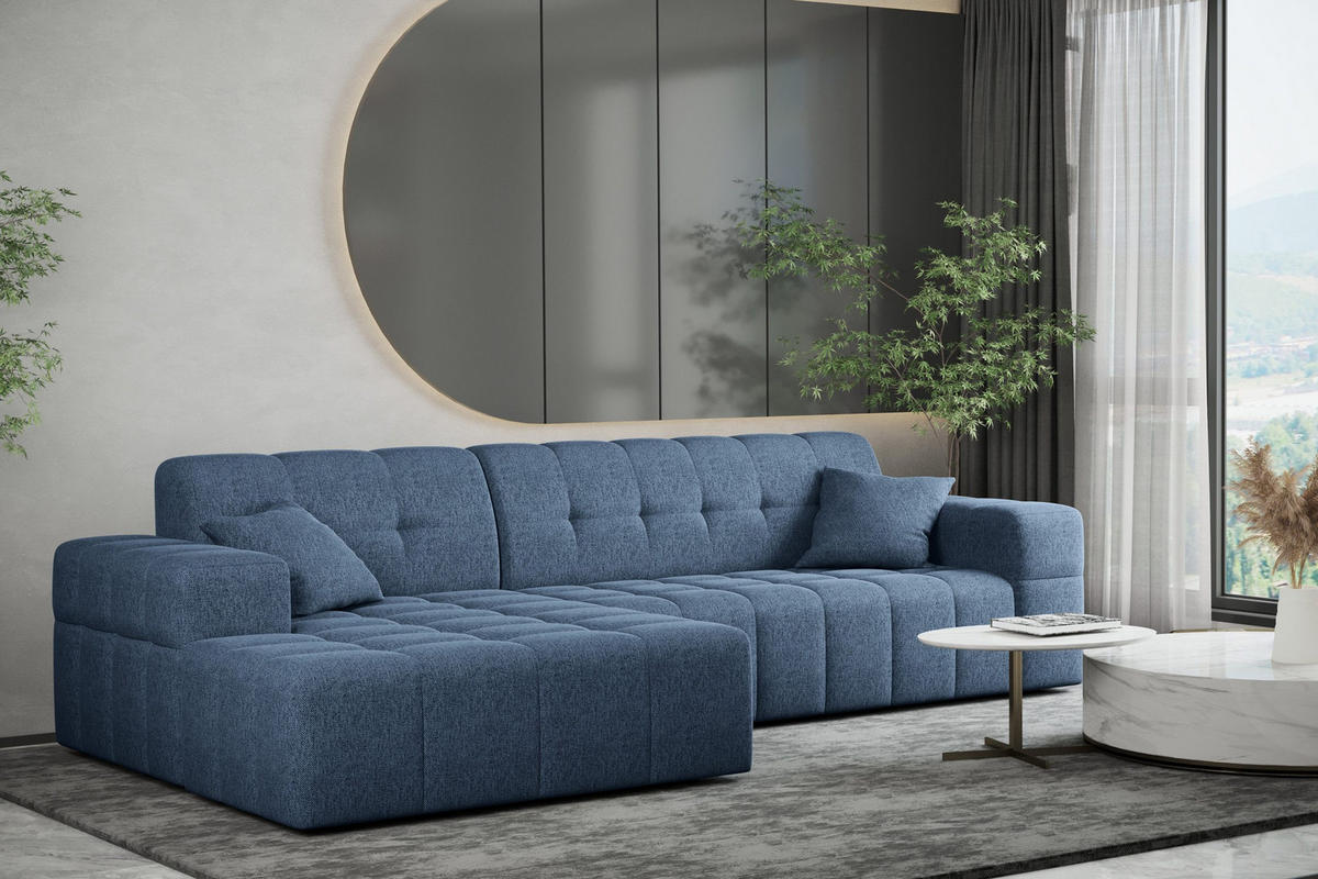 ECKSOFA L-Form NIMES Stoff Verita Marineblau Links - Blau, Holz (168/256cm) - Kaiser Möbel
