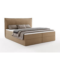 BOXBETT ARENO 200x200 cm Komplett-Set mit Bettkasten, Bonell-Matratze H3 und Topper - Braun - Braun, Textil (200/200cm) - Luxkor24