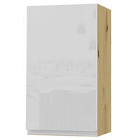 HÄNGESCHRANK Florence W2/40 Eiche Artisan / RAL 9003 signalweiß HG 40 / 32,5 / 72cm - Türanschlag rechts - Weiß Hochglanz/Eiche Artisan, Holz/Holzwerkstoff (40/72/32.5cm) - Feldmann-Wohnen