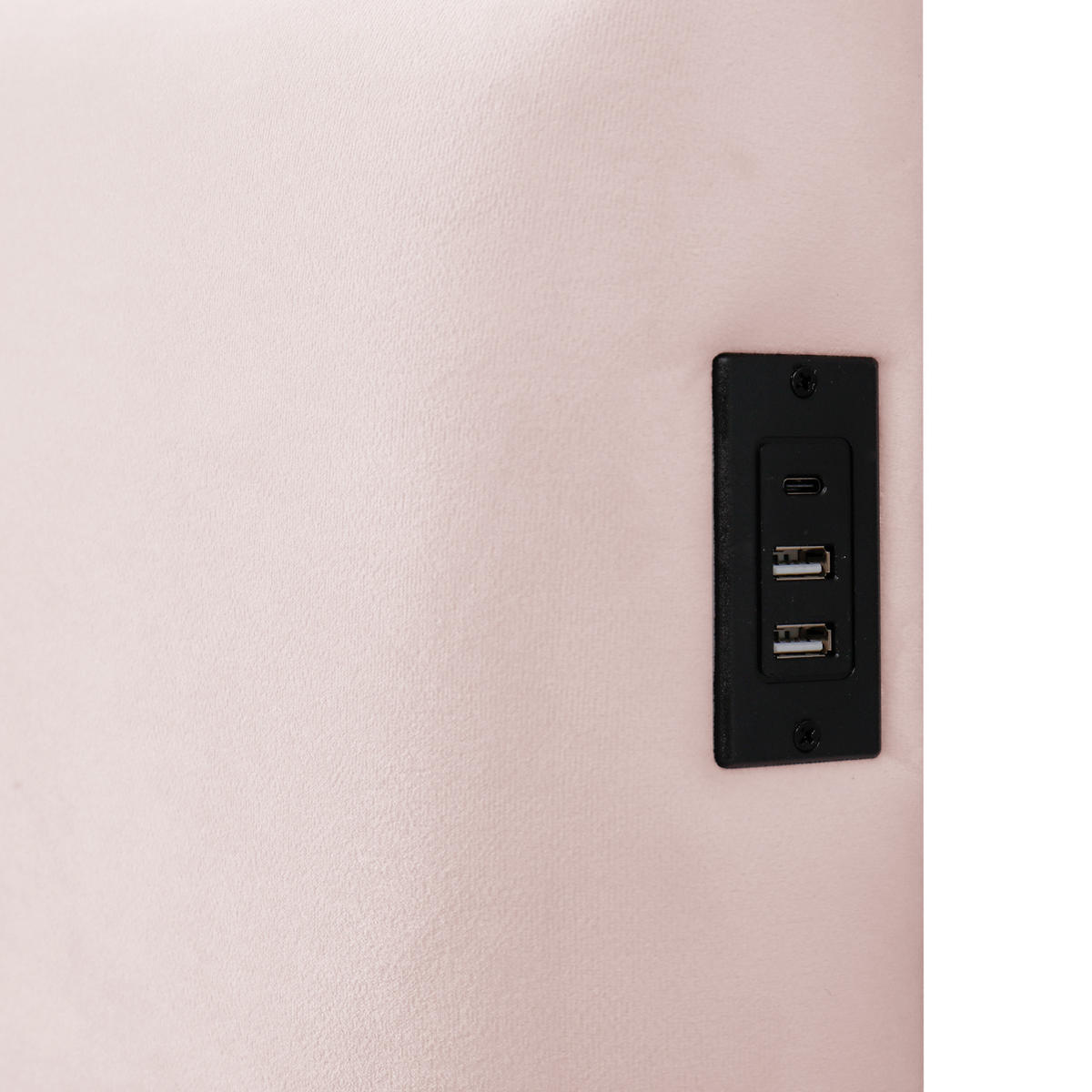 KINDERBETT 90/200 cm in Pink Samt mit Bettkasten und USB - Rosa, Holzwerkstoff/Textil (90/200cm) - CHICFURN