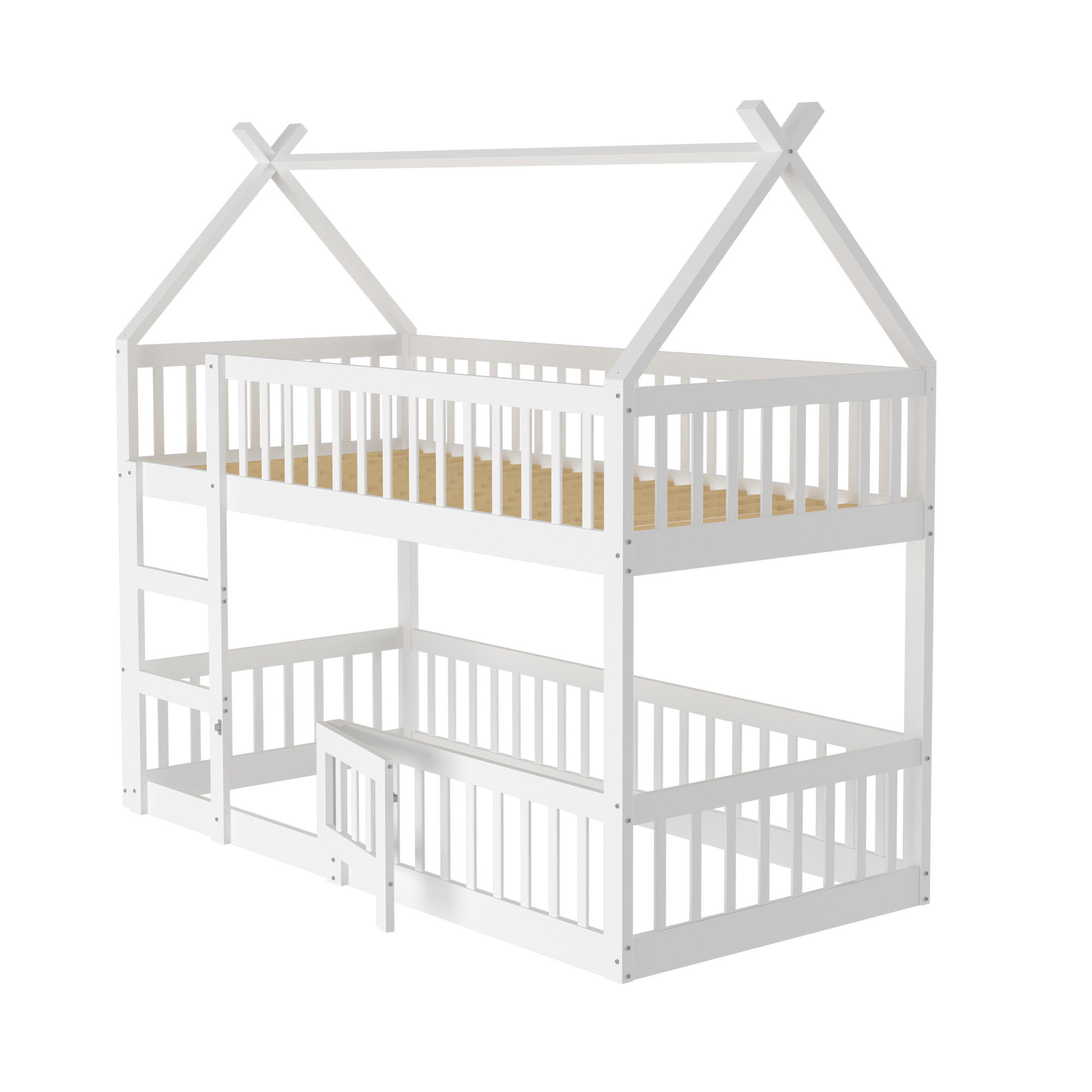 ETAGENBETT mit Treppe 90x200 cm Holz Weiß - Weiß, Holz (90/200cm) - Meubliv