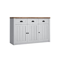 KOMODA Léandre Biela a drevo - biela, kompozitné drevo (130.2/87.3/43.3cm) - Petits-meubles