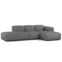 ECKSOFA mit Chaiselongue - Schwarz/Grau, Kunststoff/Textil (290/173cm) - home24