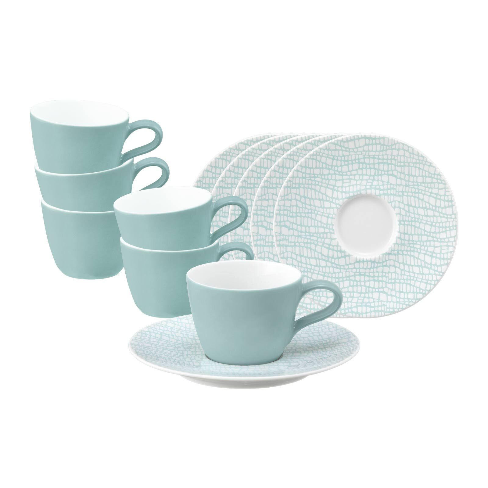 ESPRESSOTASSEN MIT UNTERTASSEN Life Fashion Green Chic 90 ml 6er Set - Grün, Keramik (13.6/6.7/13.6cm) - Seltmann Weiden