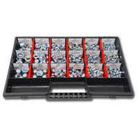 MUTTERN Sortiment M4-M5-M6-M8-M10-M12 554 tlg. Schraubenbox - Zinkfarben, Metall (3.5cm) - Schraubenbox24