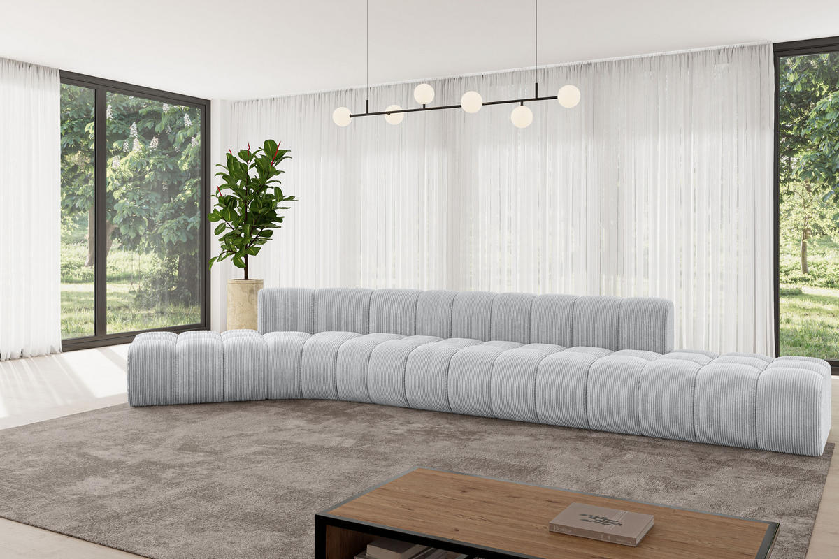 ECKSOFA modulares Sofa Solven-L2 - 471x174x70 cm Grau - Grau, Holzwerkstoff/Textil (471/174cm) - ALTDECOR