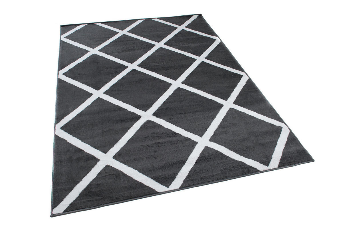 TEPPICH LUXURY Dunkelgrau Karo Marokkanisch 250/300 cm - Dunkelgrau, Textil (250/300cm) - Tapiso