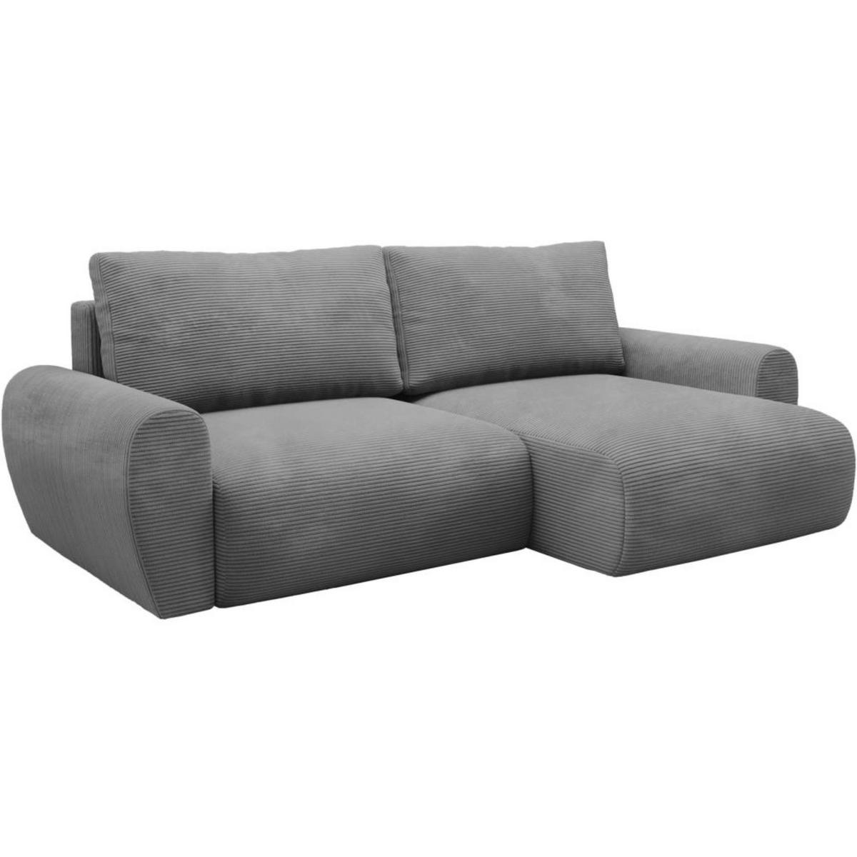 ECKSCHLAFSOFA Poss L grau rechts - Grau, Textil (253/153cm) - Beautysofa