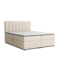 BOXBETT RICK 200/200 in Velours Creme H4 - Creme, Holz/Holzwerkstoff (200/200cm) - Deine Möbel 24