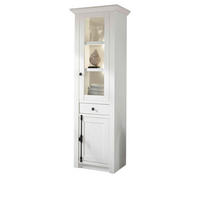 VITRINE Pinie weiß 63 cm, Vitrinenschrank im Landhaus-Stil - Schwarz/Weiß, Glas/Holzwerkstoff (63/207/45cm) - Furn.Design