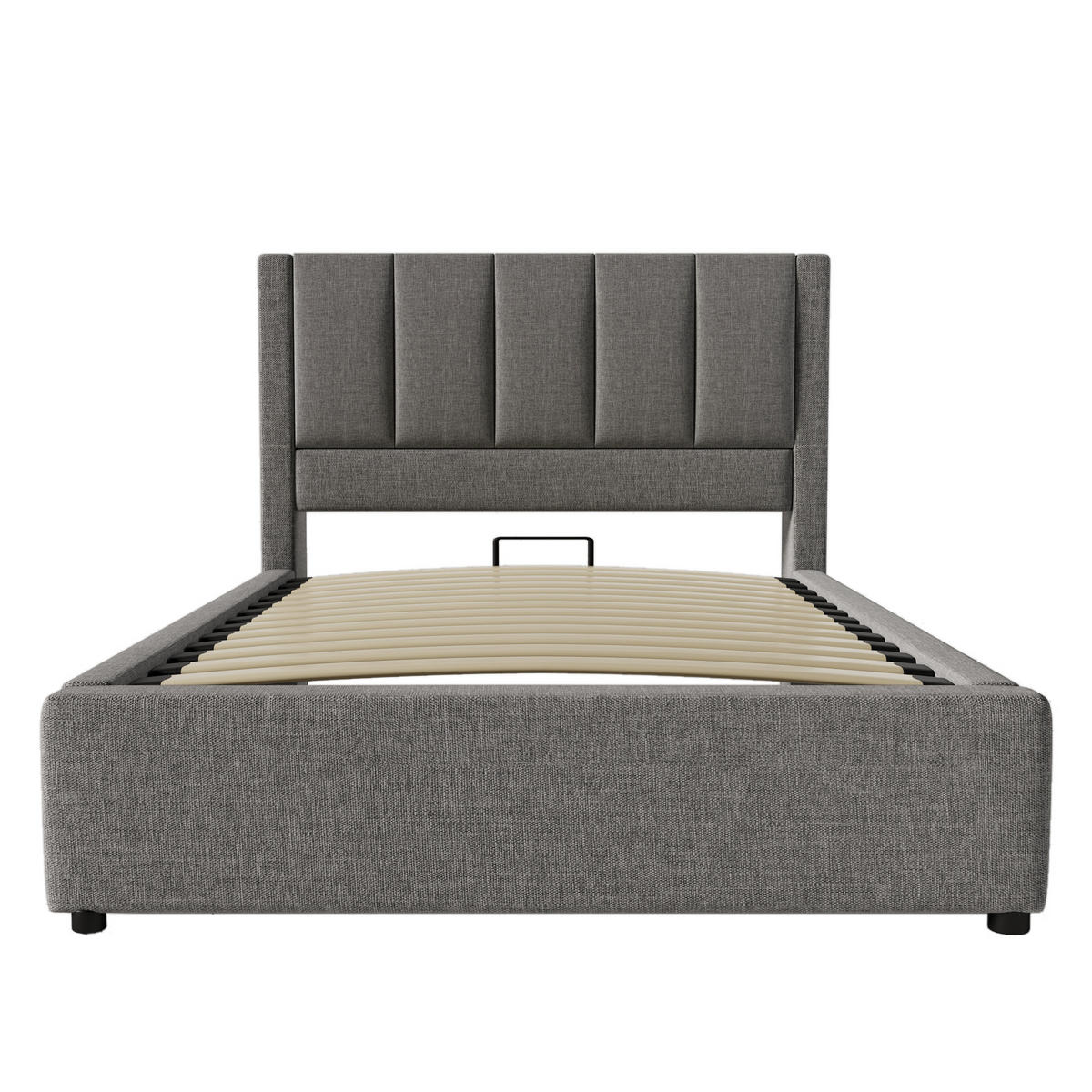 STAURAUMBETT 90/200 cm DE-00536, in Beige, verstecktem Becherhalter und hydraulischem Stauraum - Grau, Metall (90/200cm) - ComfortXL